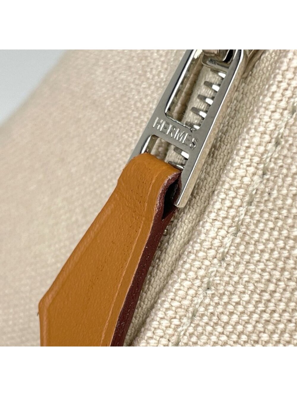 Hermes Bride-a-Brac GM Pouch Logo Handbag Cotton Beige - Picture 4 of 7
